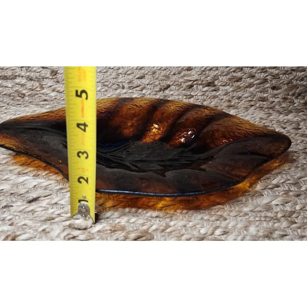 Threshold Glass Brown Leaf Plate Dish Autumn Fall Thanksgiving Serving Dinning
